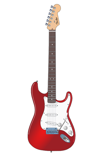 Red electric rock guitar vector clip art