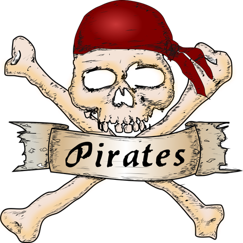 Vector ilustrare de lemn pirat semn cu un craniu