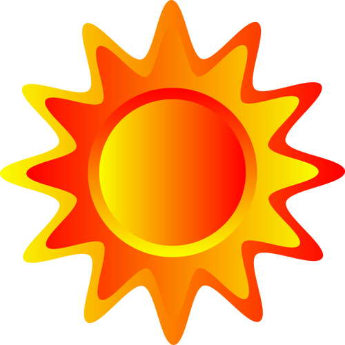 Red, orange and yellow Sun vector drawing