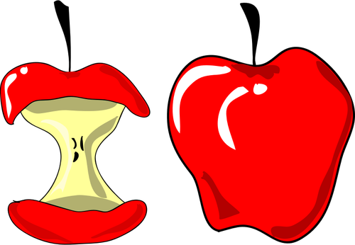 Ilustracja wektorowa czerwone jabÅ‚ko i jabÅ‚ko pokroiÄ‡ w pÃ³Å‚