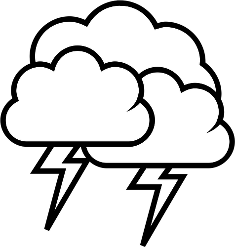 Svart och vitt vÃ¤derprognos ikonen fÃ¶r thunder vektorgrafik
