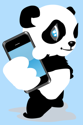 Panda con telÃ©fono mÃ³vil vector de la imagen