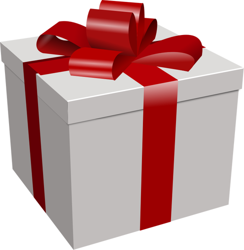 Vektor-Bild des weiÃŸen Geschenkbox mit roter Schleife
