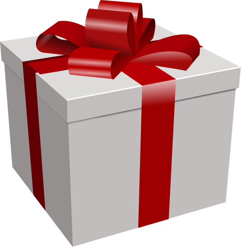 Vektor-Bild des weiÃŸen Geschenkbox mit roter Schleife