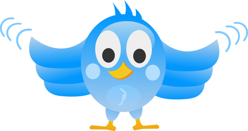 Twitter pÃ¡jaro con las alas extender ancho dibujo