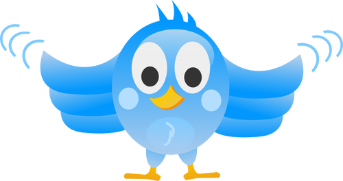 Twitter pÃ¡jaro con las alas extender ancho dibujo