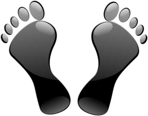 Glossy black feet imprint vector illustration