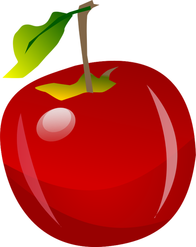 IlustraciÃ³n vectorial de manzana roja brillante con punta