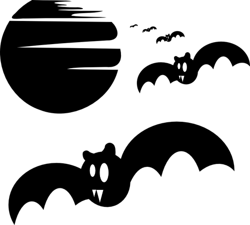 Vector clip art of bats at full moon