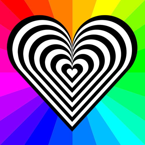 Vektor image av en mÃ¸nstret hjerte med regnbue bakgrunn