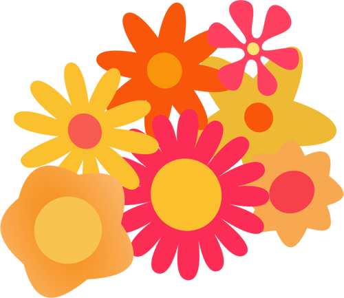 Ilustracja wektorowa klastra rÃ³Å¼nych kwiatÃ³w