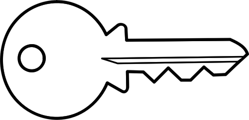 Clipart vetorial de esboÃ§o da chave da porta de metal simples
