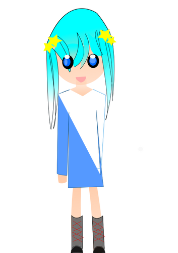 Gadis dengan rambut biru