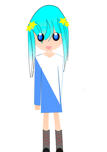 Gadis dengan rambut biru