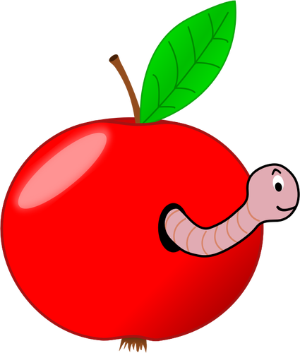ÄŒervenÃ© jablko s Äerv vektorovÃ½ obrÃ¡zek