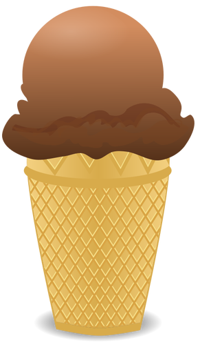 Vector afbeelding van chocolade-ijs in een half-kegel