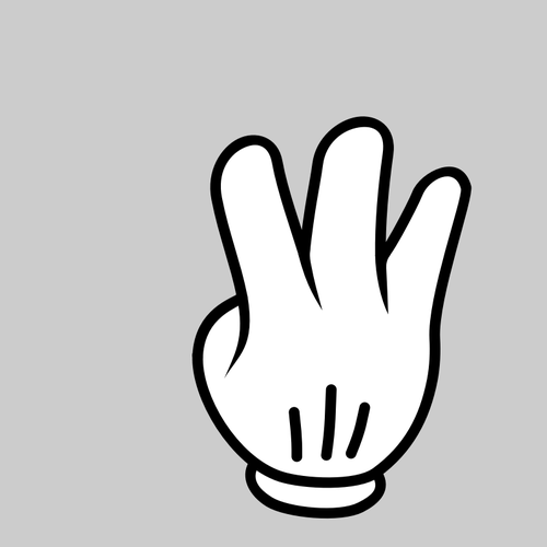 Graphiques de blanc Ã  la main avec trois doigts vers le haut sur un fond gris