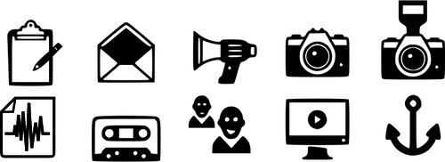 Ilustrare vector de comunicare ÅŸi negru pictograma set