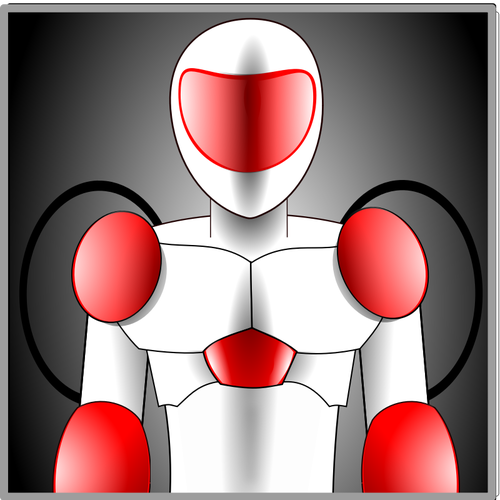 rÃ¶d och grÃ¥ robot avatar vektor illustration
