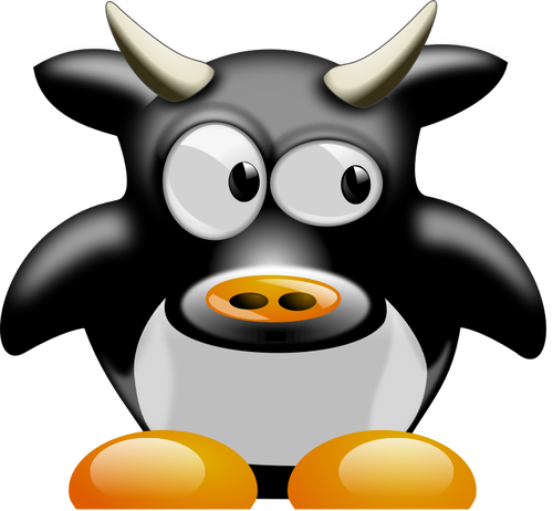 Vector clip art of tux with horns