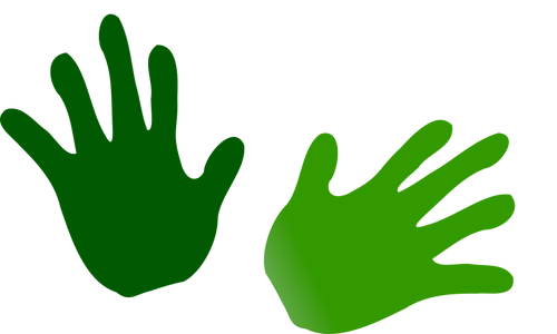 Groene handafdrukken