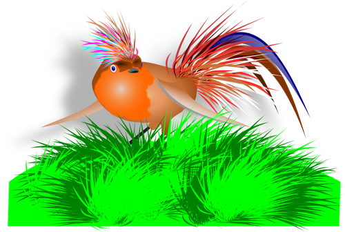 Desenho de pÃ¡ssaro colorido na grama vetorial