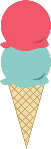 Imagem de um sorvete em uma corneta com duas colheres.