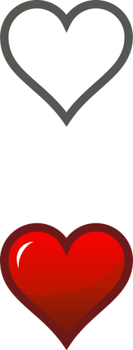 Vector tekening van twee hart pictogrammen met reflectie