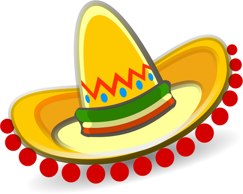 MeksykaÅ„skie sombrero z czerwonymi ozdobami grafiki wektorowej