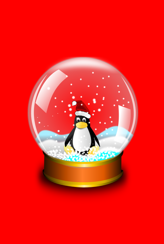 Snow ball with penguin