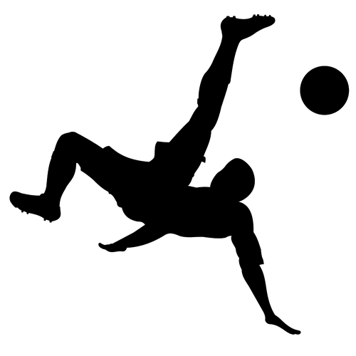 Mann spiller fotball silhuett vektor image