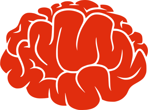 Merah siluet otak vektor gambar
