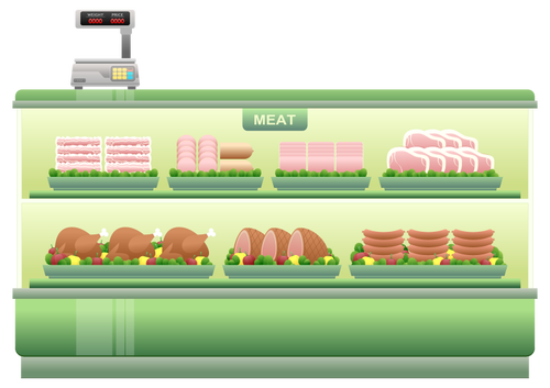 Contador de carne del supermercado