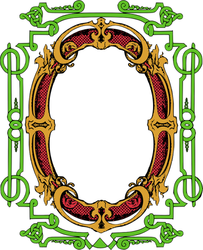 Clipart vetorial de frame ornamentado vermelho e verde
