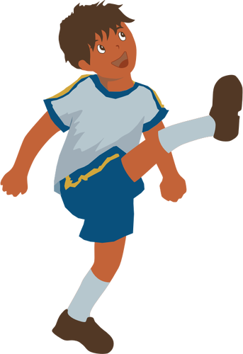 Vector afbeelding van jonge jongen speelt voetbal