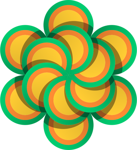 Vector de dibujo de la flor hecha de cÃ­rculos multicolores