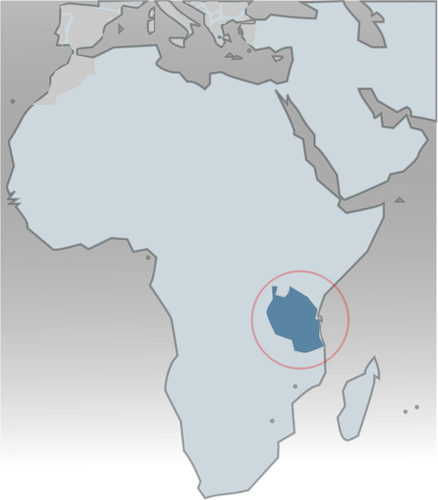 Tanzanie v krouÅ¾ku na mapÄ› Afriky vektorovÃ½ obrÃ¡zek