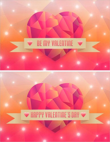 Vektor gambar warna hati Happy Valentine kartu