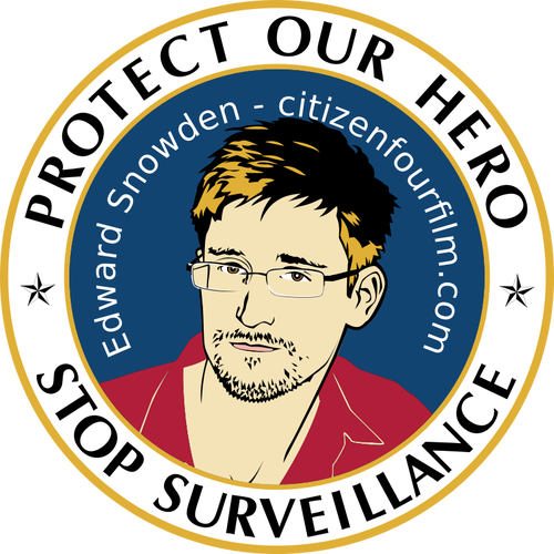 Beskytte vÃ¥re helten etiketten mot NSA vector illustrasjon