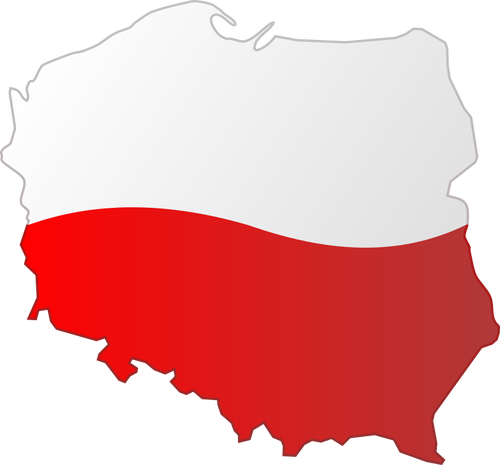 Karta Ã¶ver Polen med flaggan Ã¶ver det vektorbild
