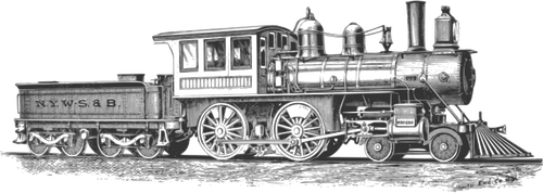 Dessin, le vectoriel dÃ©taillÃ© locomotive vapeur