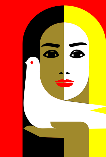 Femme et colombe abstract vector illustration