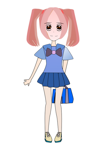 Schoolgirl with blue uniform
