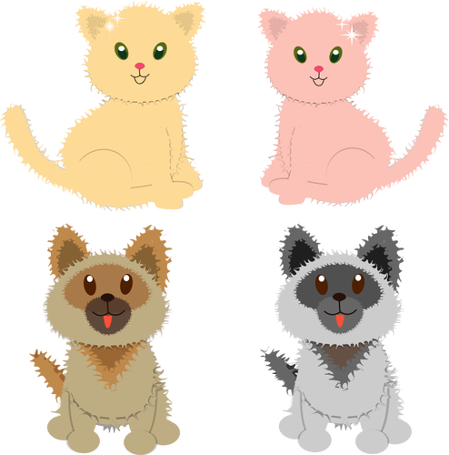 Image vectorielle de chiots et chatons