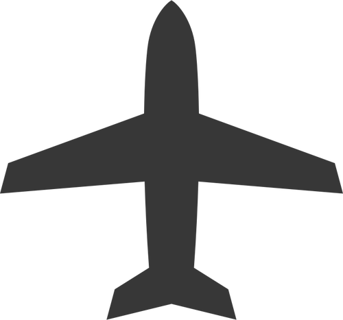 Airplane silhouette in grey color