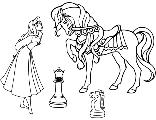 Jeu dâ€™Ã©checs avec la princesse et cheval