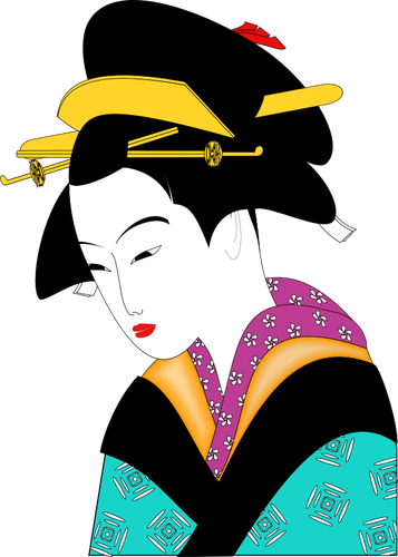 Trist geisha med rÃ¸d leppestift