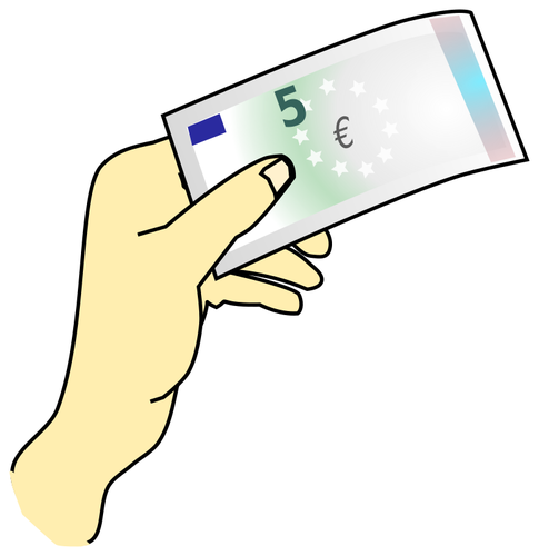 Hand som hÃ¥ller 5 euro