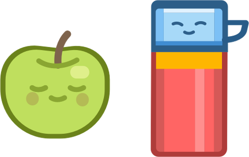 Manzana verde y taza