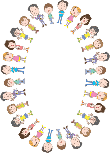 Oval frame with kids